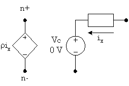 current-controlled dependent voltage source with controlling branch