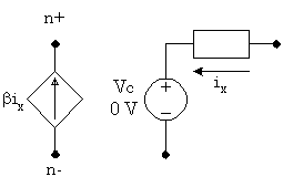 current-controlled dependent current source with controlling branch