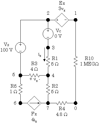 Example Circuit for Thevenin Equivalent Circuit
