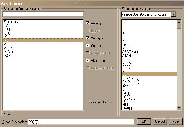 Using the Add Traces Dialog Window
